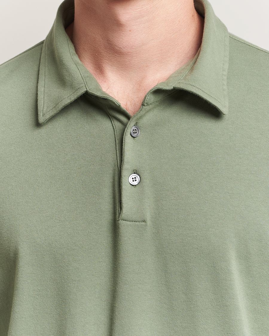Men | Polo Shirts | Zanone | Heavy Jersey Long Sleeve Polo Sage