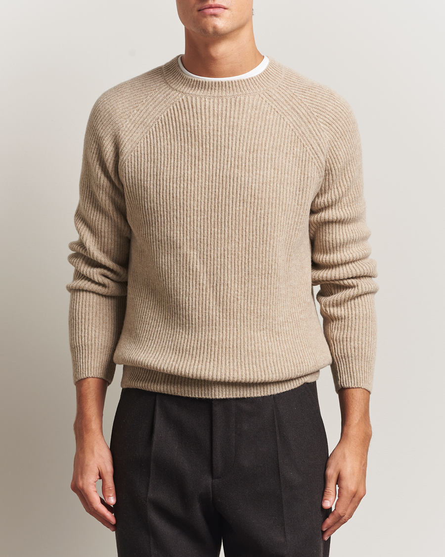 Men | Sweaters & Knitwear | Zanone | Fisherman Rib Wool Sweater Beige