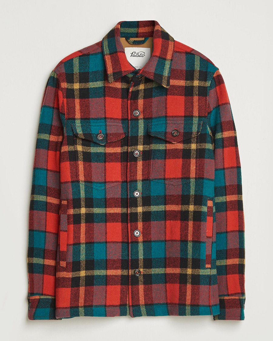 Men | Coats & Jackets | Valstar | Wool Plaid Shirt Jacket Black/Red