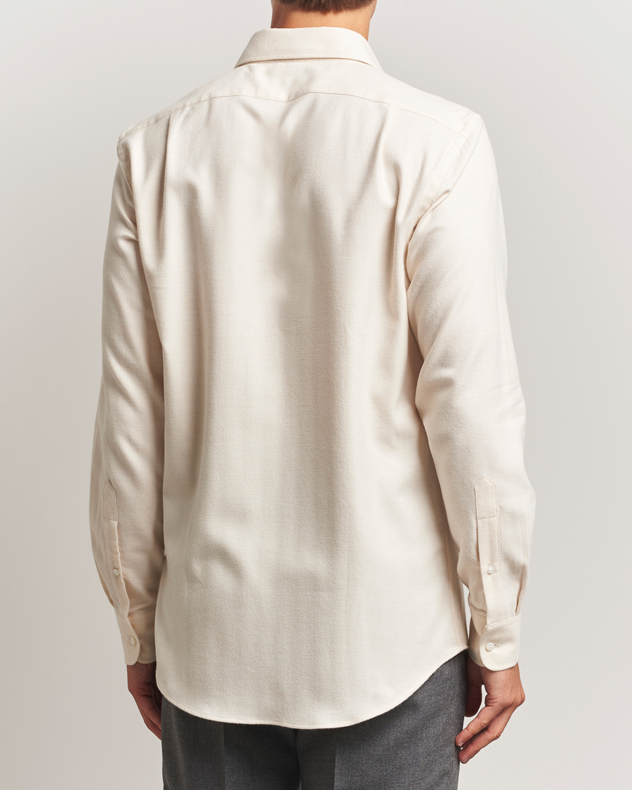 Men | Shirts | Ralph Lauren Purple Label | Cotton Flannel Shirt Cream Melange