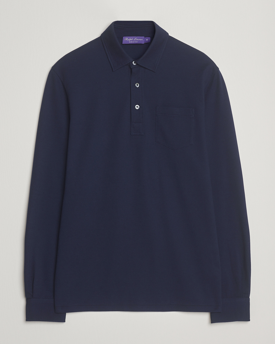 Men | Shirts | Ralph Lauren Purple Label | Long Sleeve Polo Shirt Navy