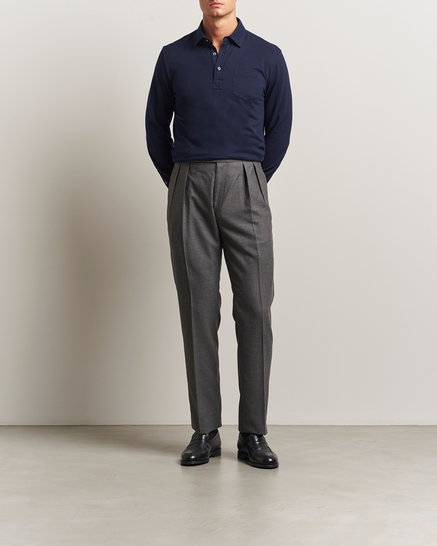 Men | Shirts | Ralph Lauren Purple Label | Long Sleeve Polo Shirt Navy