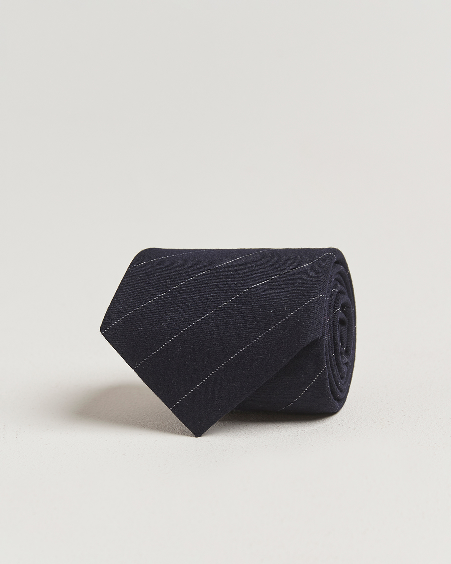 Men | Ties | Ralph Lauren Purple Label | Wool Pinstripe Tie Navy/Grey