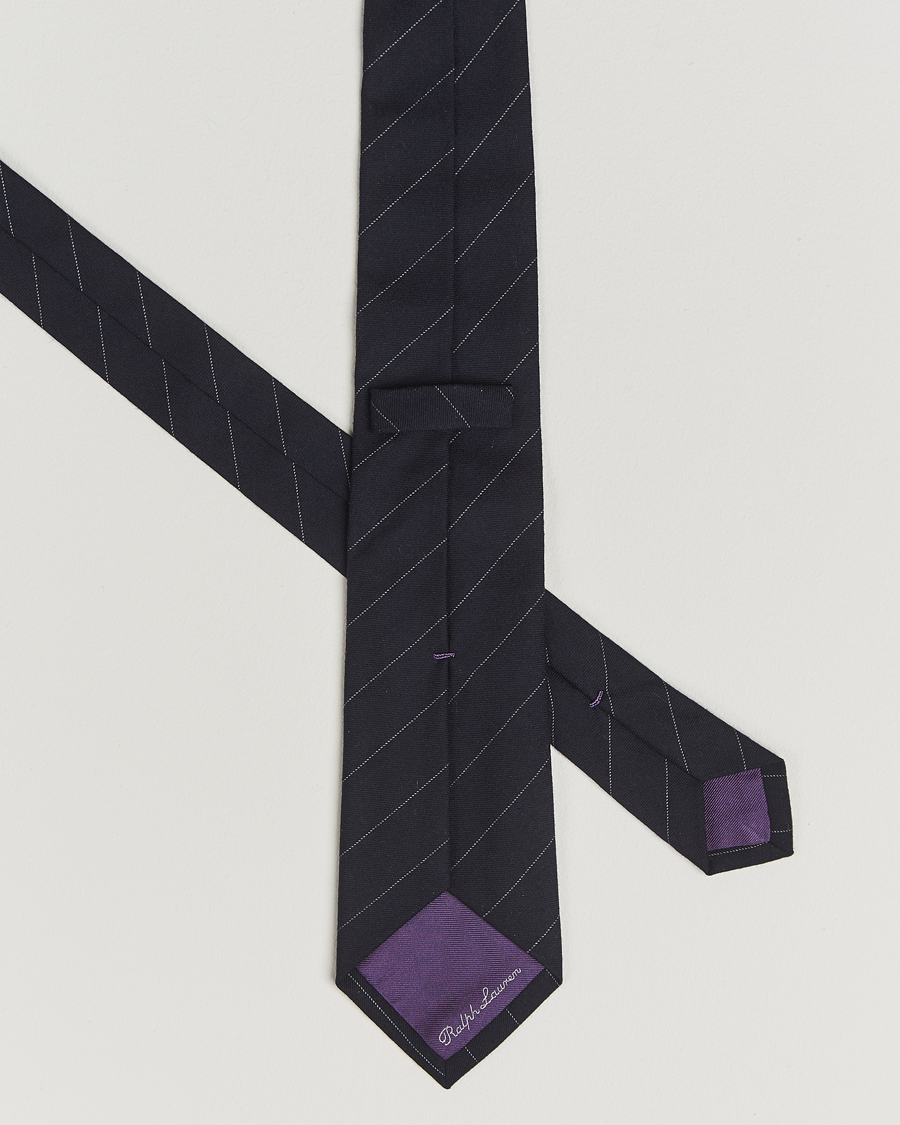 Men | Ties | Ralph Lauren Purple Label | Wool Pinstripe Tie Navy/Grey