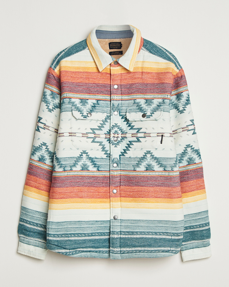 Men | Sweaters & Knitwear | Pendleton | Bay City Teddy Lined Shirt Jacket Saltillo Stripe