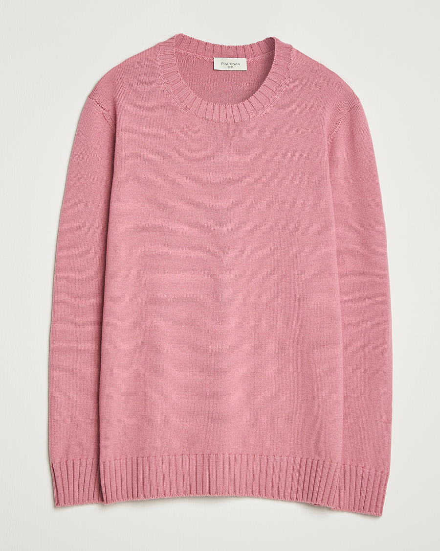 Men | Sweaters & Knitwear | Piacenza Cashmere | Brushed Wool Crew Neck Pink
