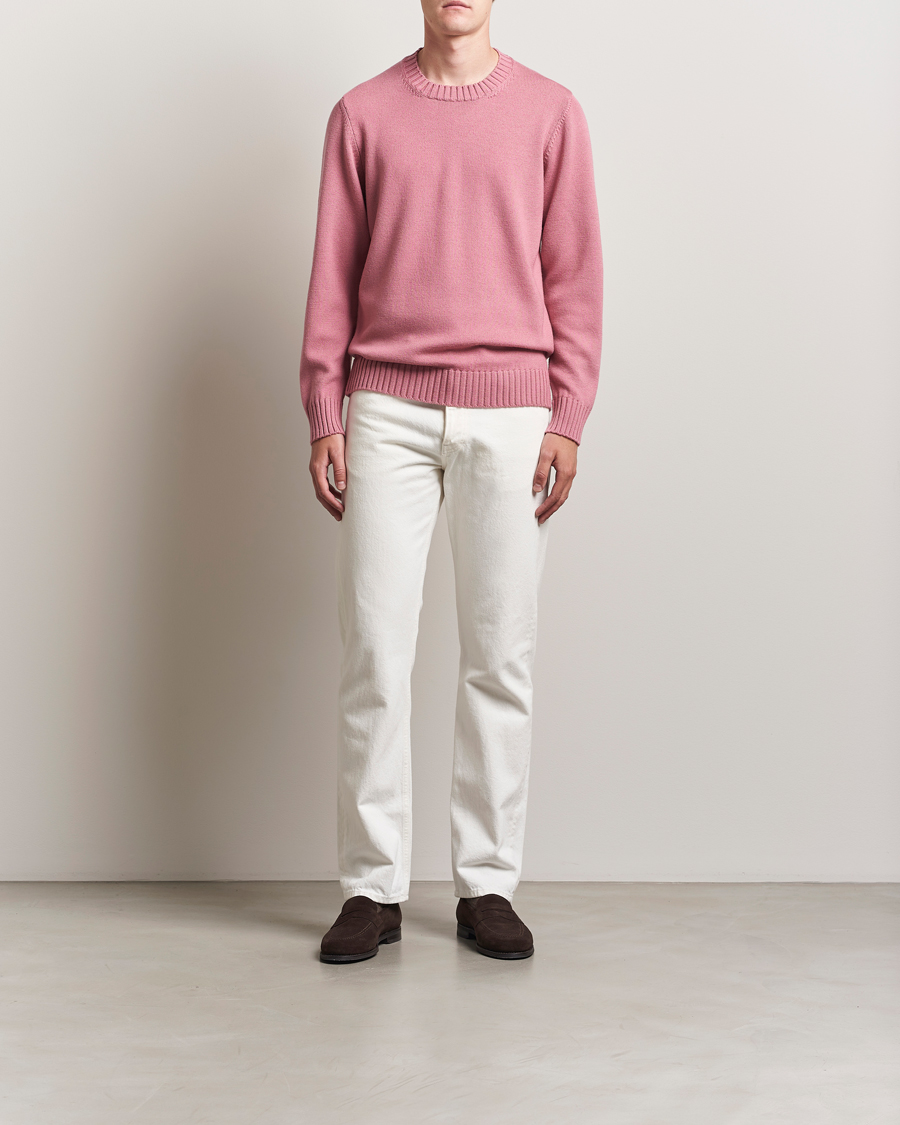 Men | Sweaters & Knitwear | Piacenza Cashmere | Brushed Wool Crew Neck Pink