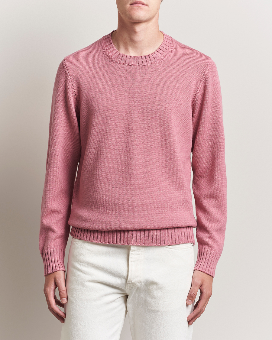 Men | Sweaters & Knitwear | Piacenza Cashmere | Brushed Wool Crew Neck Pink