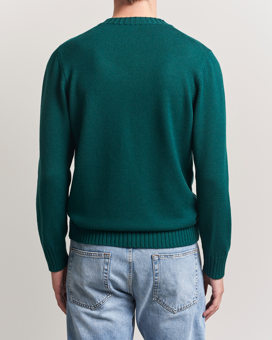 Men | Sweaters & Knitwear | Piacenza Cashmere | Brushed Wool Crew Neck Dark Green