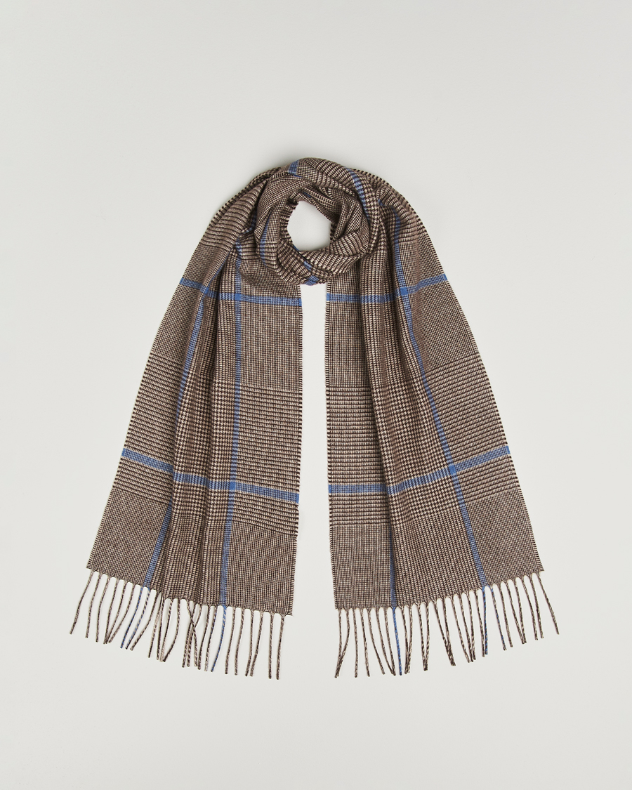 Men | Scarves | Piacenza Cashmere | Cashmere/Silk Overcheck Scarf Brown