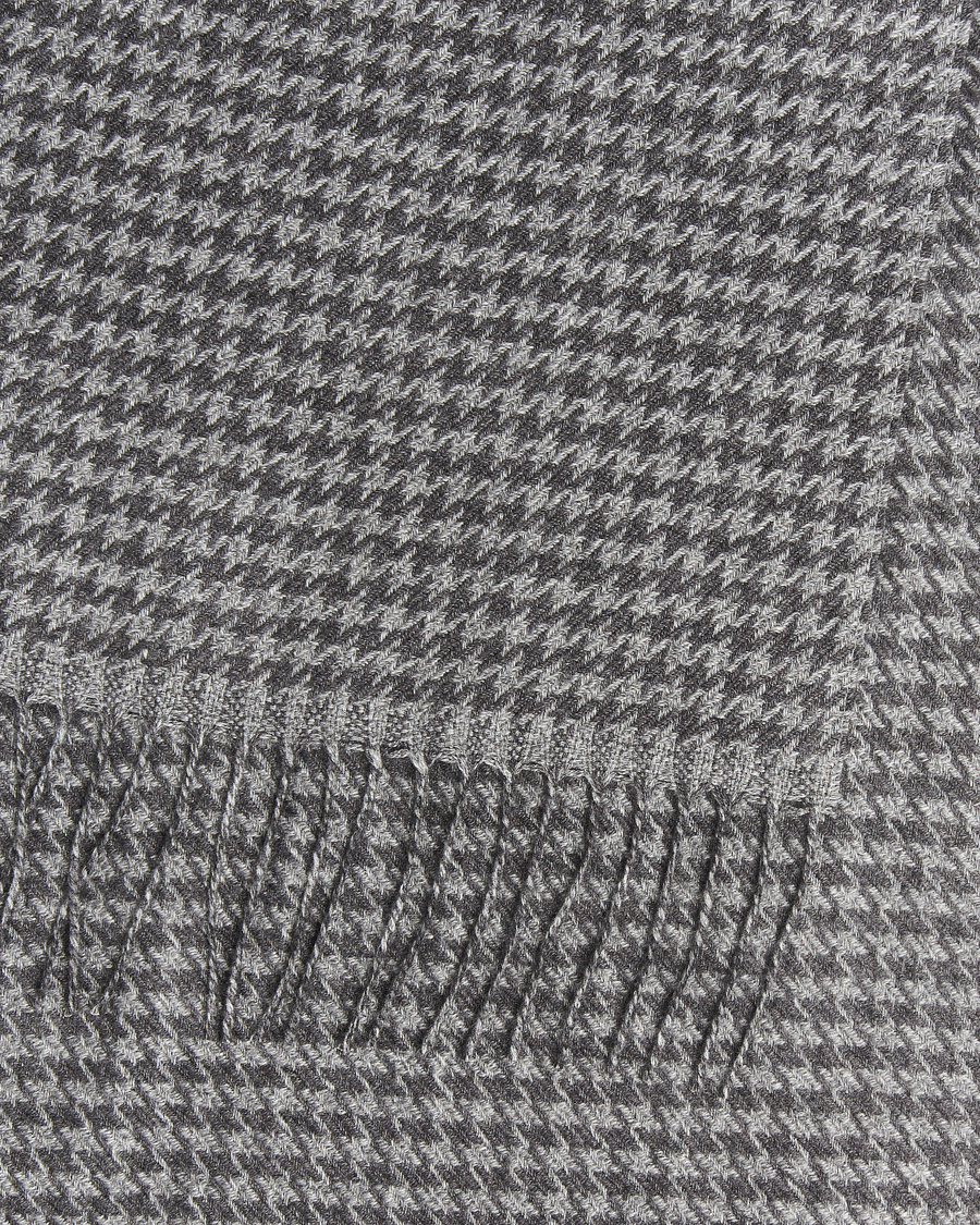 Men | Scarves | Piacenza Cashmere | Cashmere/Silk Houndstooth Scarf Light Grey