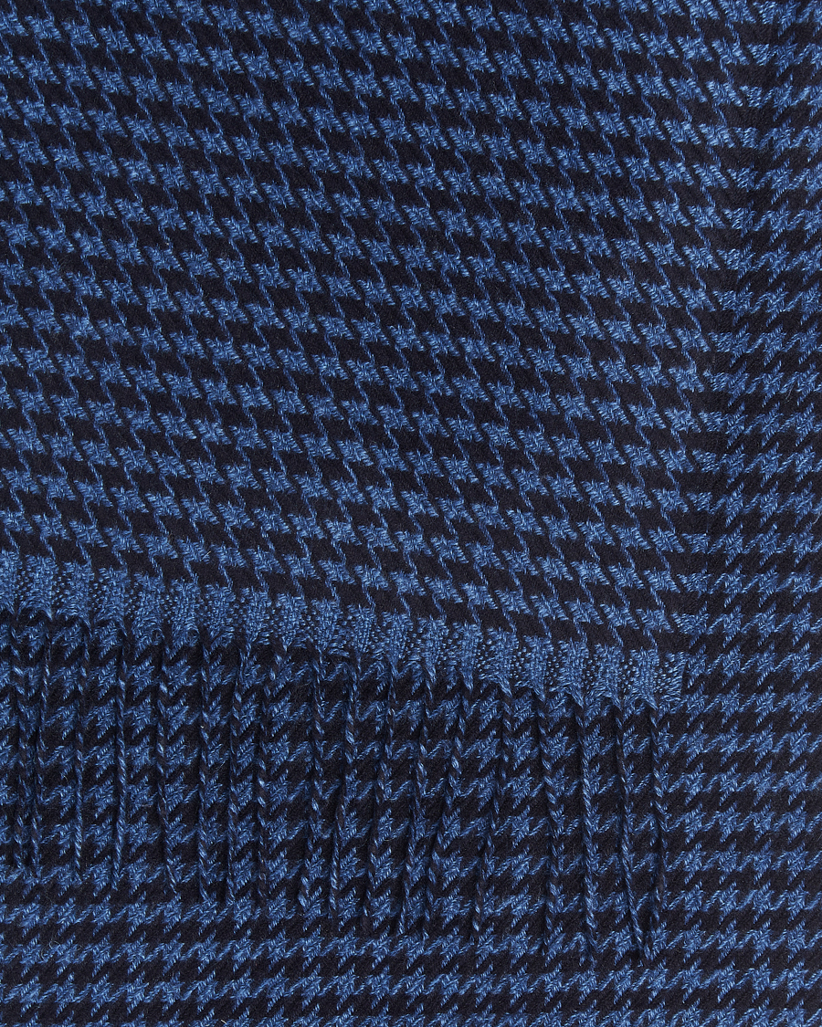 Men | Scarves | Piacenza Cashmere | Cashmere/Silk Houndstooth Scarf Dark Blue