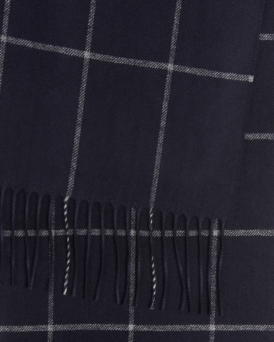 Men | Scarves | Piacenza Cashmere | Cashmere/Silk Window Pane Scarf Navy