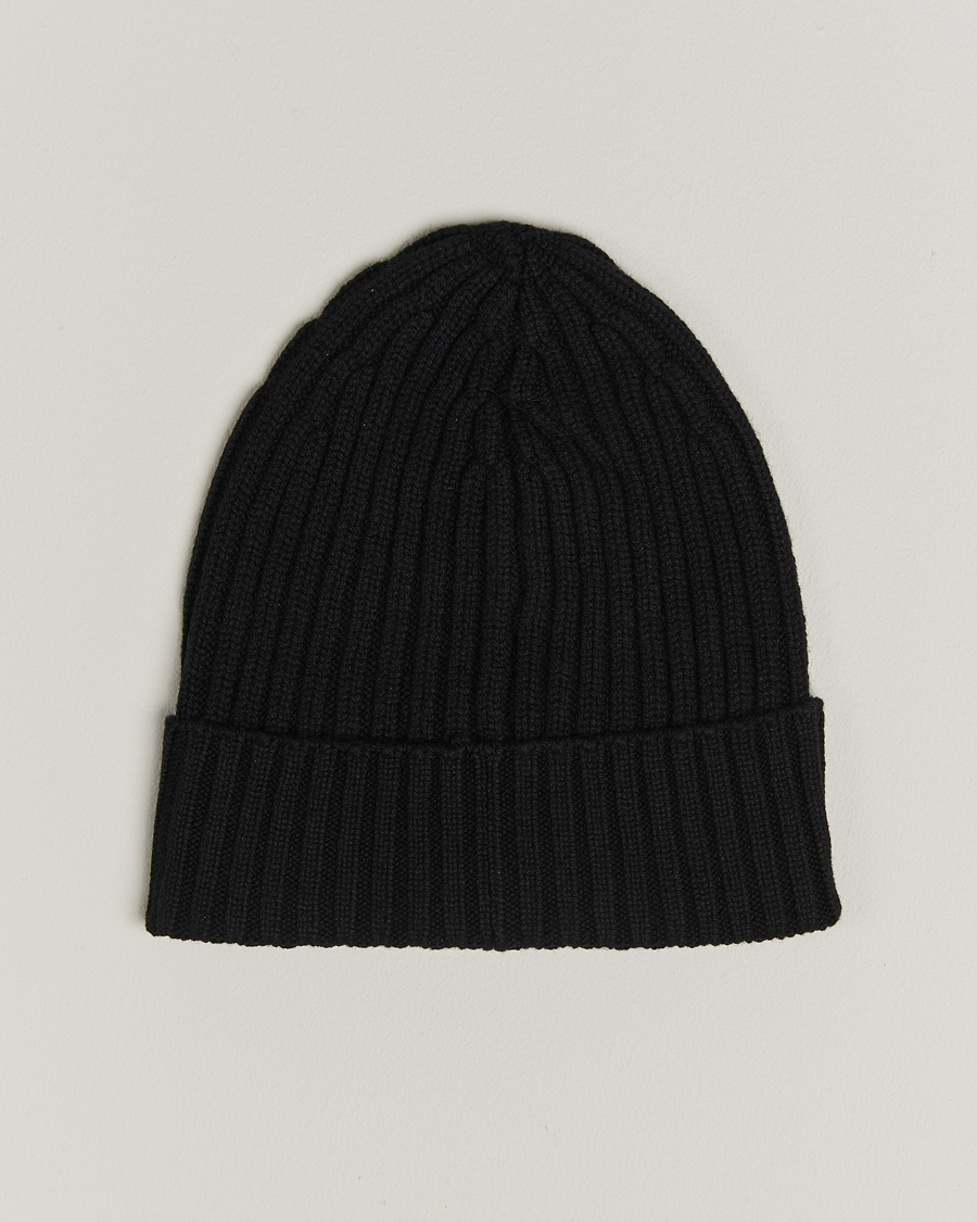 Men | Beanies | Piacenza Cashmere | Ribbed Cashmere Beanie Black
