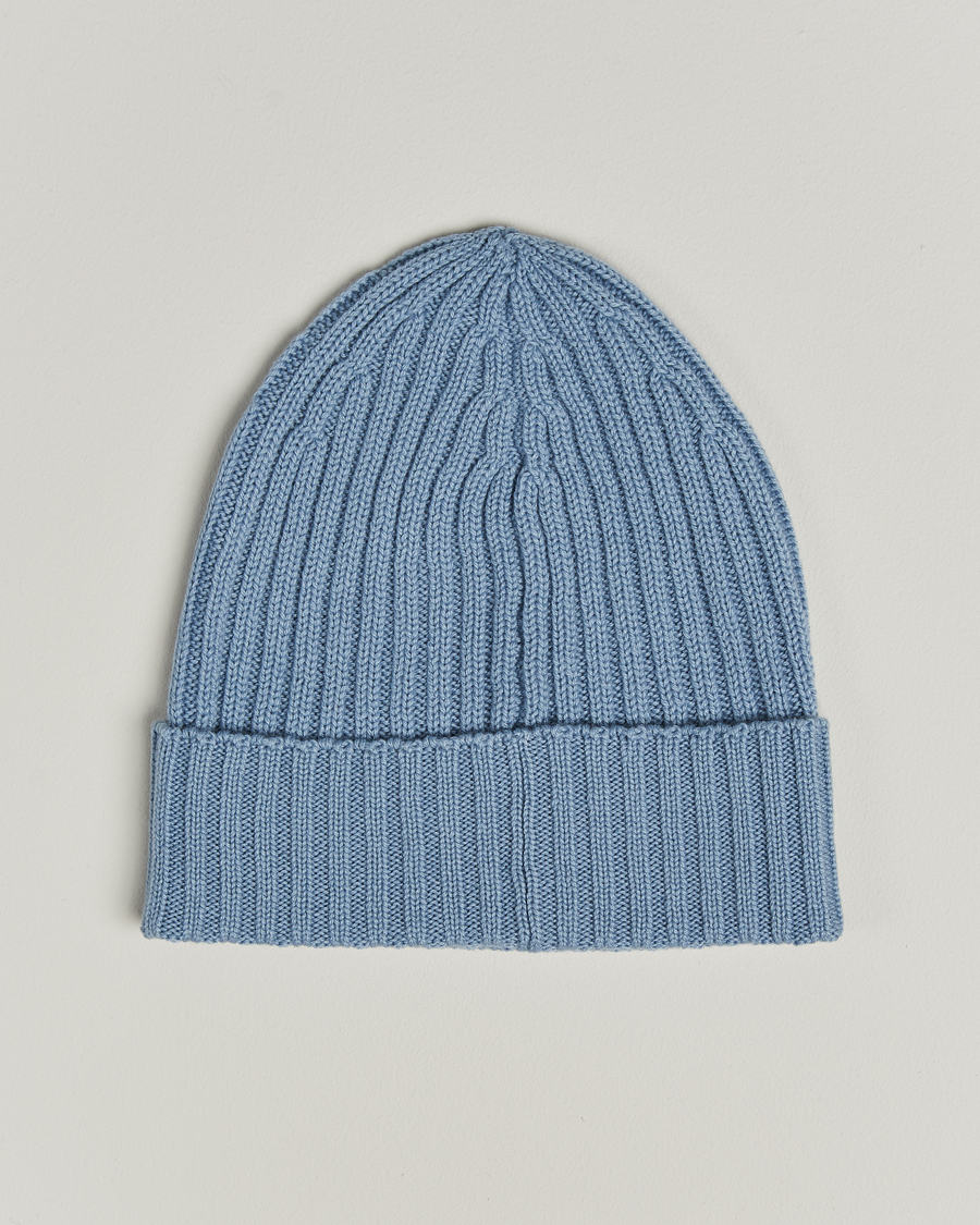 Men | Beanies | Piacenza Cashmere | Ribbed Cashmere Beanie Sky Blue