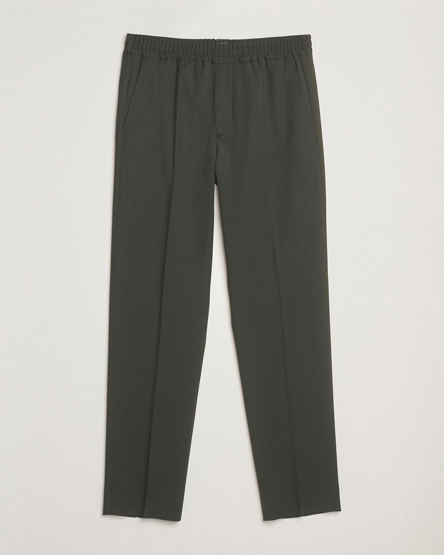 Men | Trousers | Filippa K | Theo Relaxed Wool Trousers Green Melange