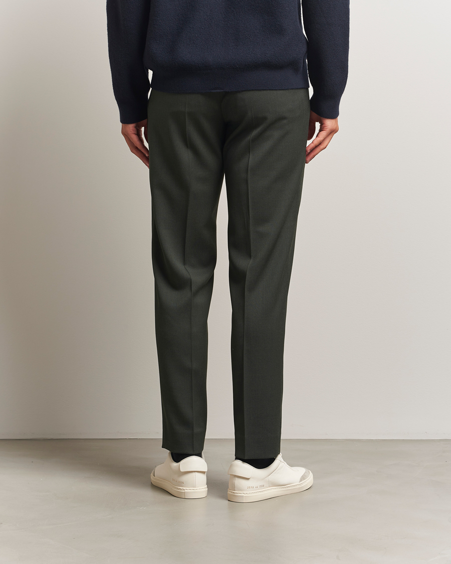 Men | Trousers | Filippa K | Theo Relaxed Wool Trousers Green Melange