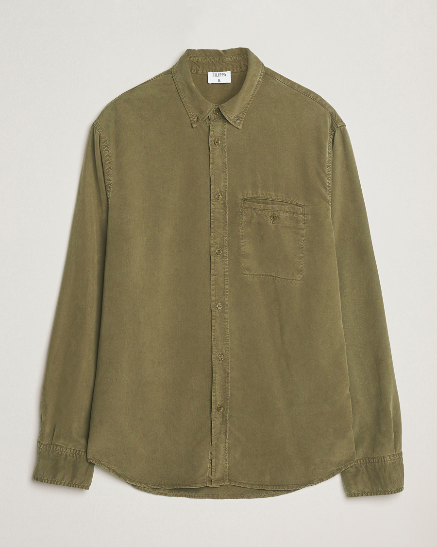 Men | Shirts | Filippa K | Zachary Lyocell Shirt Dark Olive