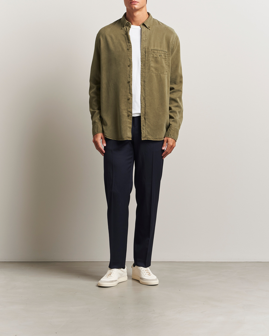 Men | Shirts | Filippa K | Zachary Lyocell Shirt Dark Olive