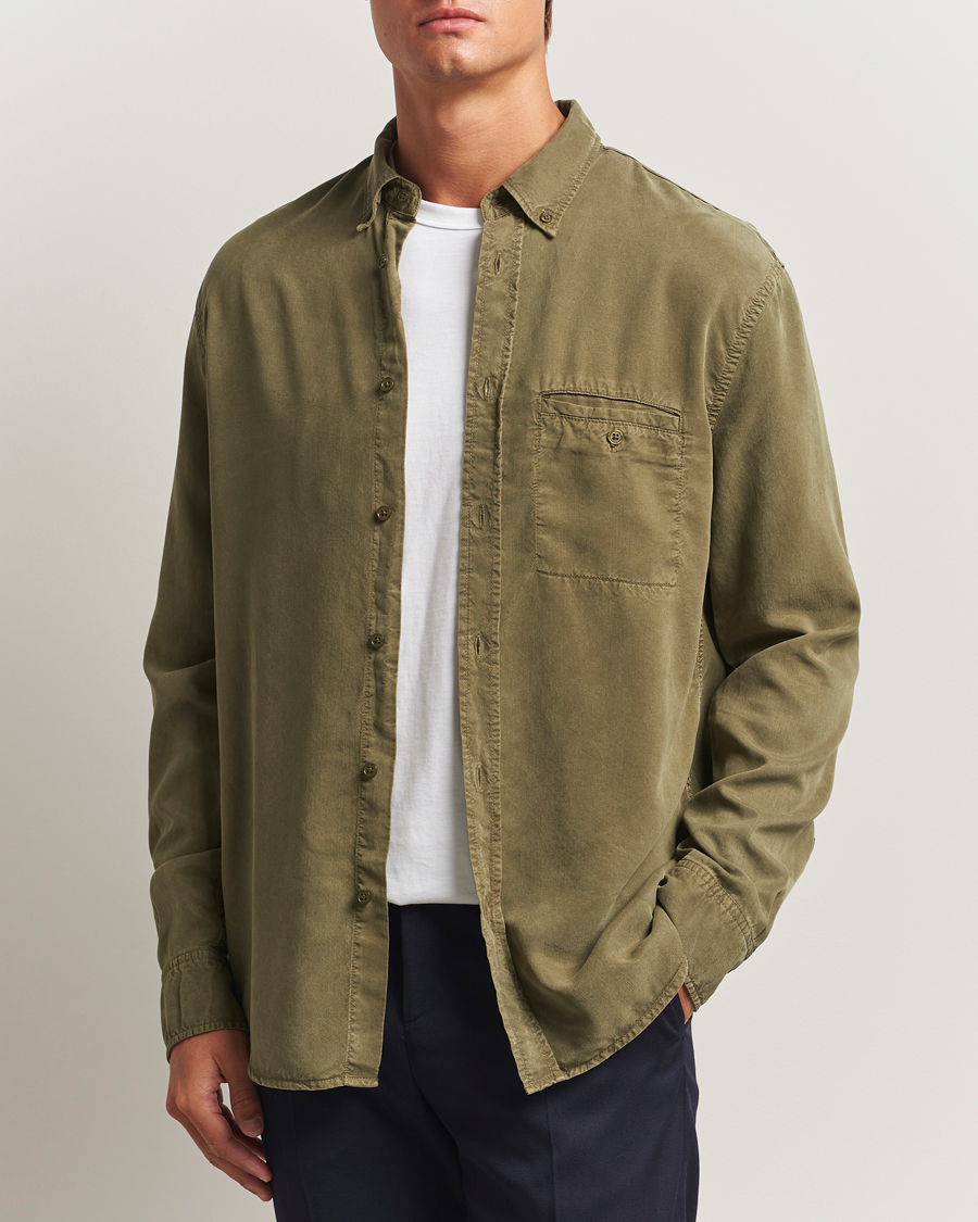 Men | Shirts | Filippa K | Zachary Lyocell Shirt Dark Olive