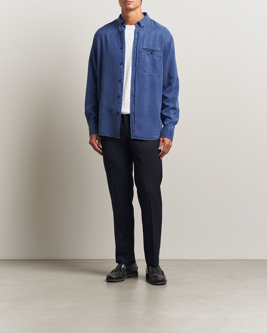 Men | Shirts | Filippa K | Zachary Lyocell Shirt Royal Navy