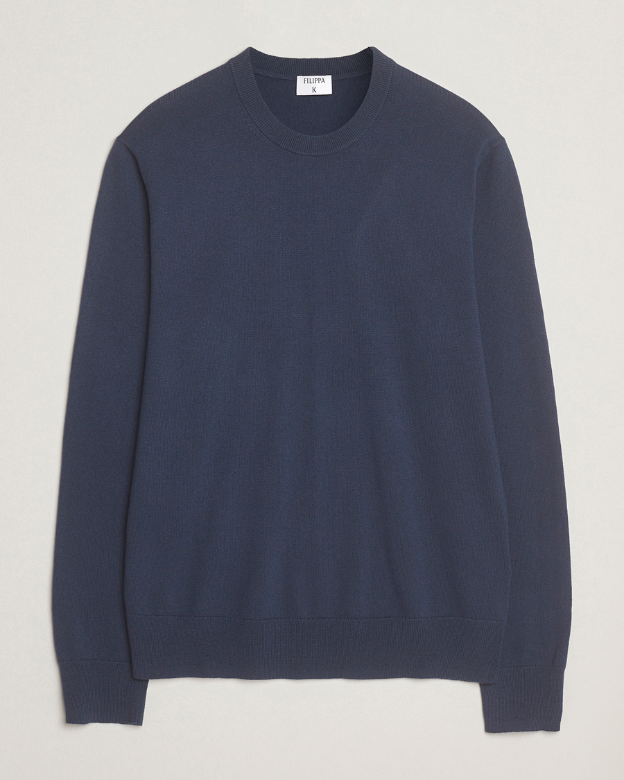Men | Sweaters & Knitwear | Filippa K | Cotton Merino Knitted Sweater Dusk Blue