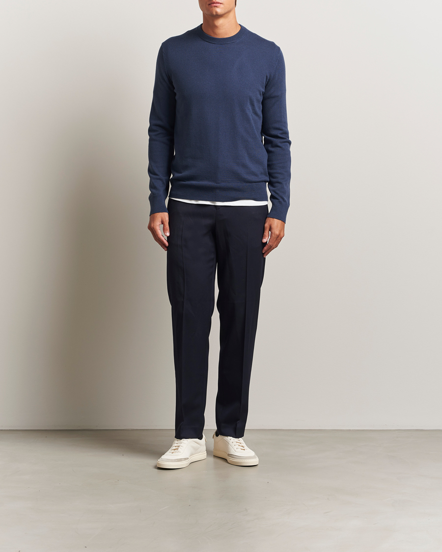 Men | Sweaters & Knitwear | Filippa K | Cotton Merino Knitted Sweater Dusk Blue