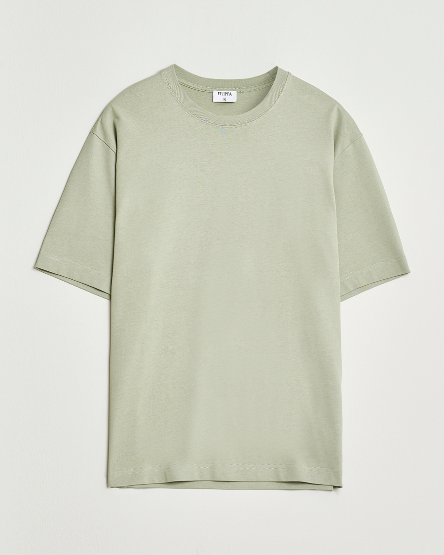 Men | T-Shirts | Filippa K | Heavy Cotton Crew Neck T-Shirt Faded Green Grey