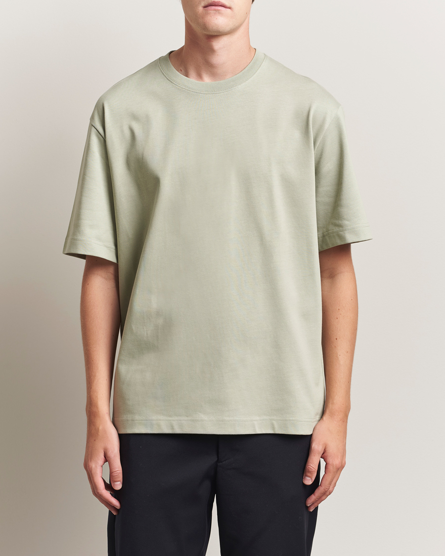 Men | T-Shirts | Filippa K | Heavy Cotton Crew Neck T-Shirt Faded Green Grey