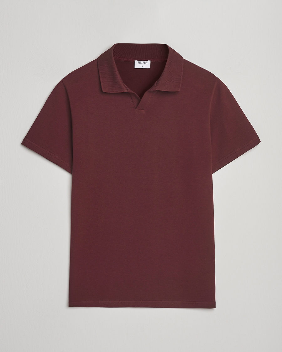 Men | Polo Shirts | Filippa K | Soft Lycra Polo T-Shirt Burgundy