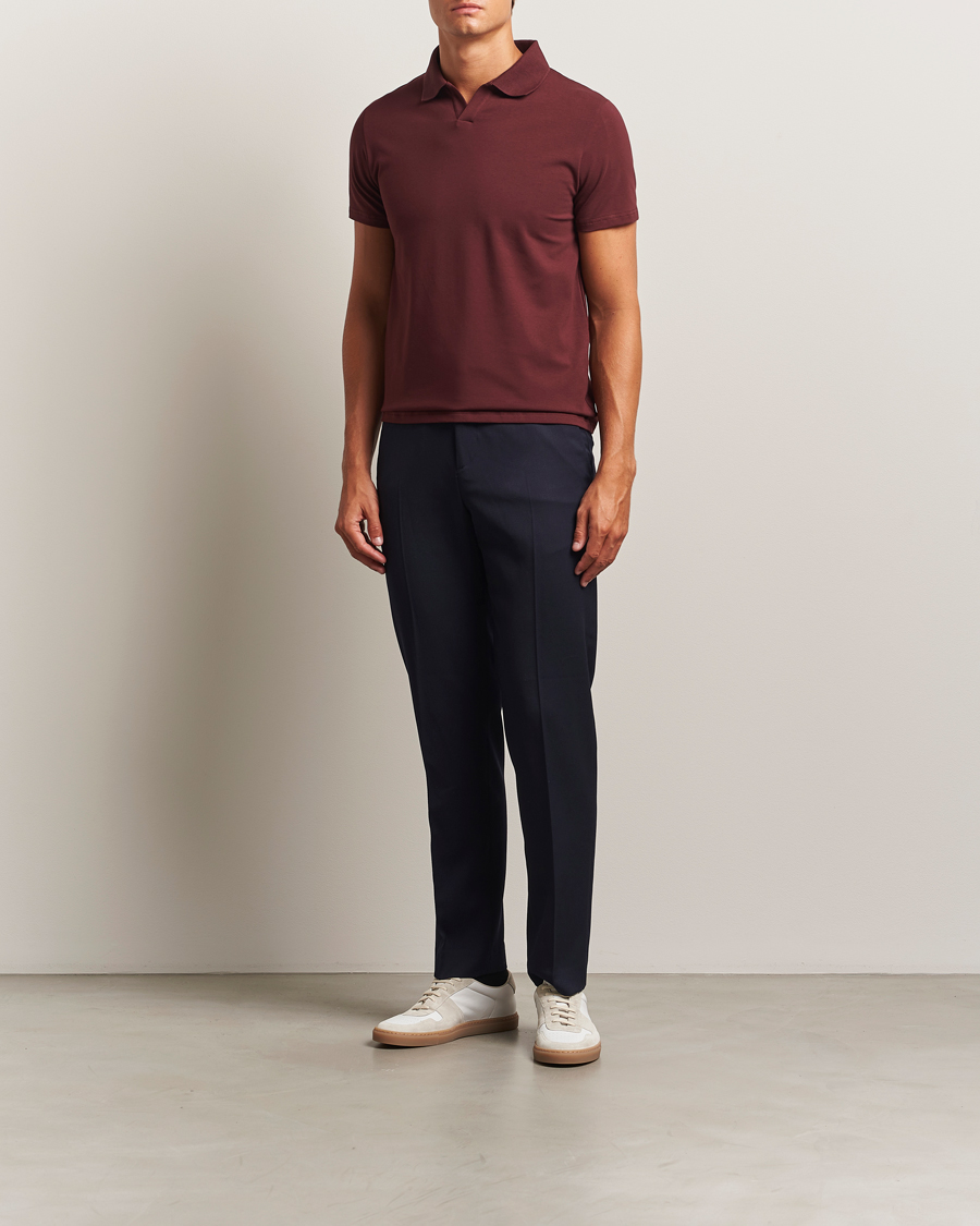 Men | Polo Shirts | Filippa K | Soft Lycra Polo T-Shirt Burgundy