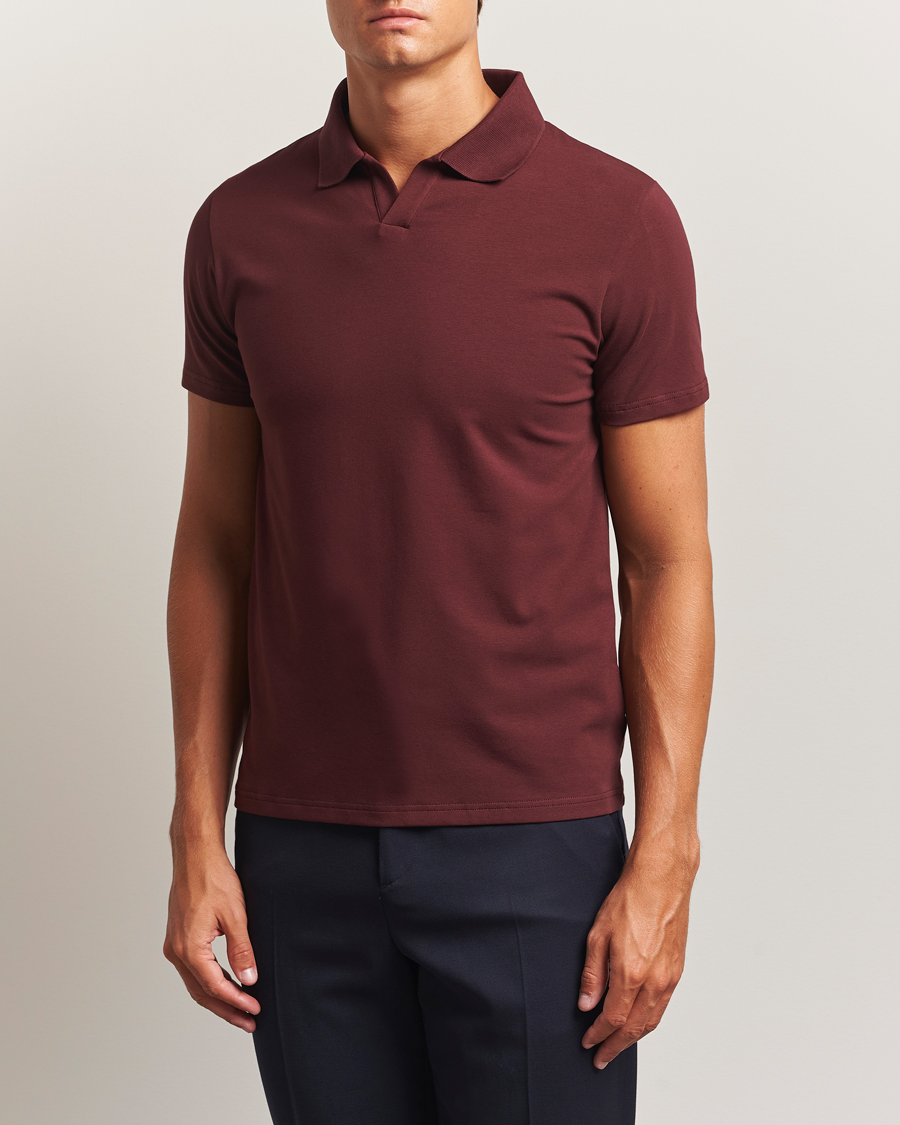 Men | Polo Shirts | Filippa K | Soft Lycra Polo T-Shirt Burgundy
