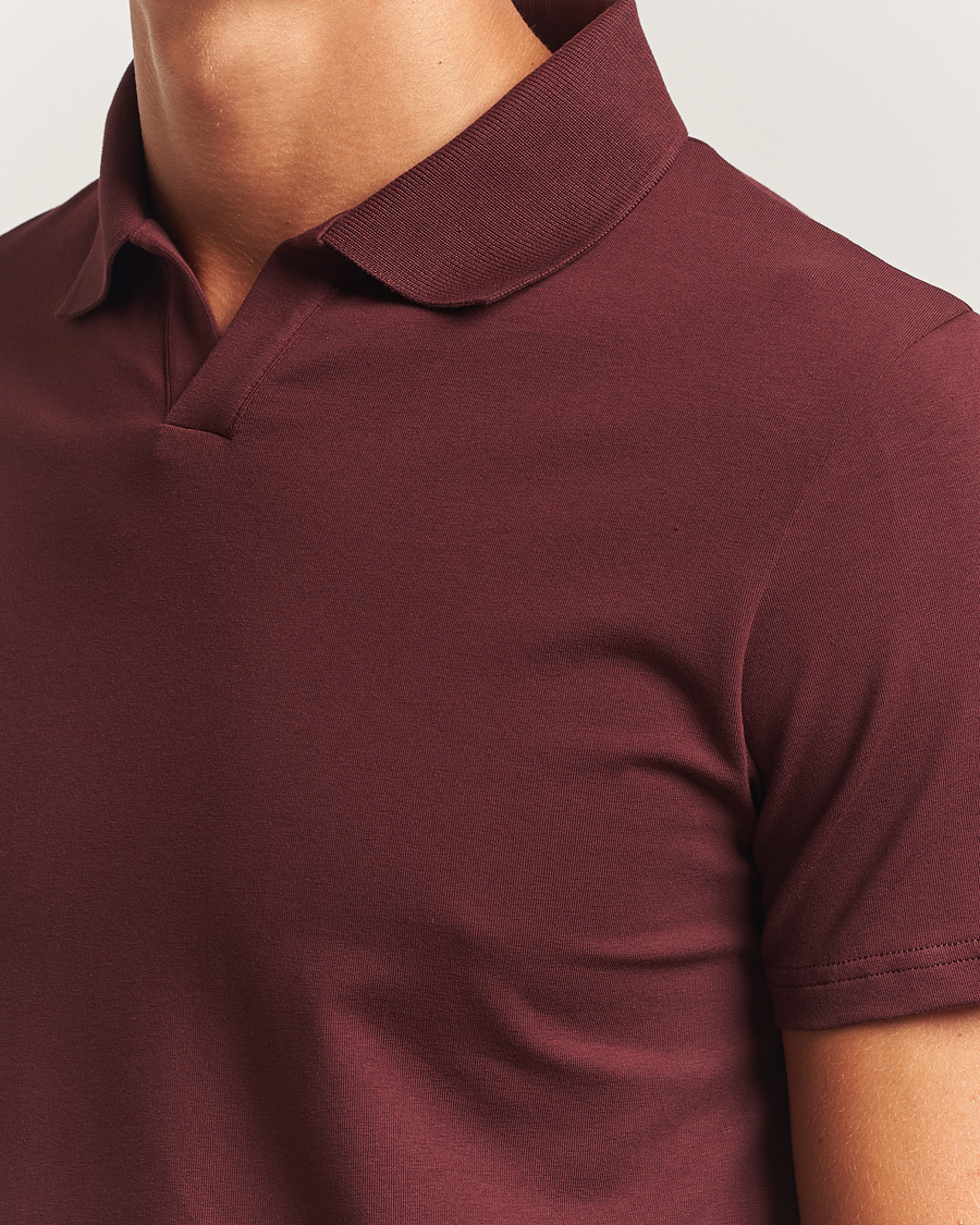 Men | Polo Shirts | Filippa K | Soft Lycra Polo T-Shirt Burgundy