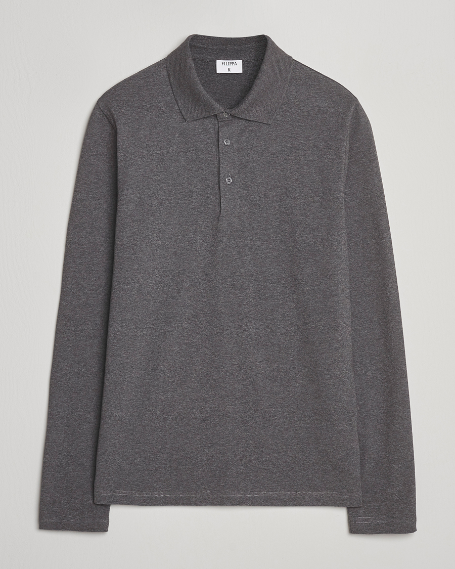 Men | Polo Shirts | Filippa K | Luke Lycra Polo Shirt Anthracite Melange