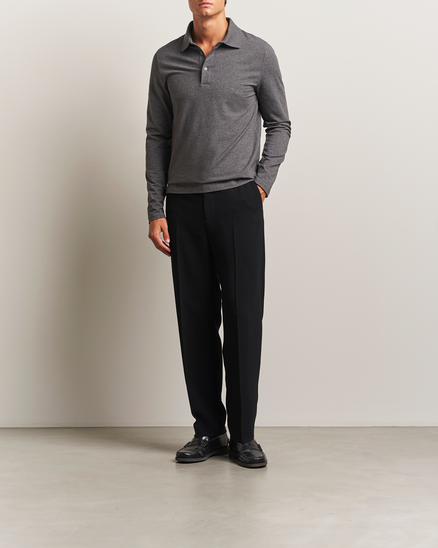 Men | Polo Shirts | Filippa K | Luke Lycra Polo Shirt Anthracite Melange