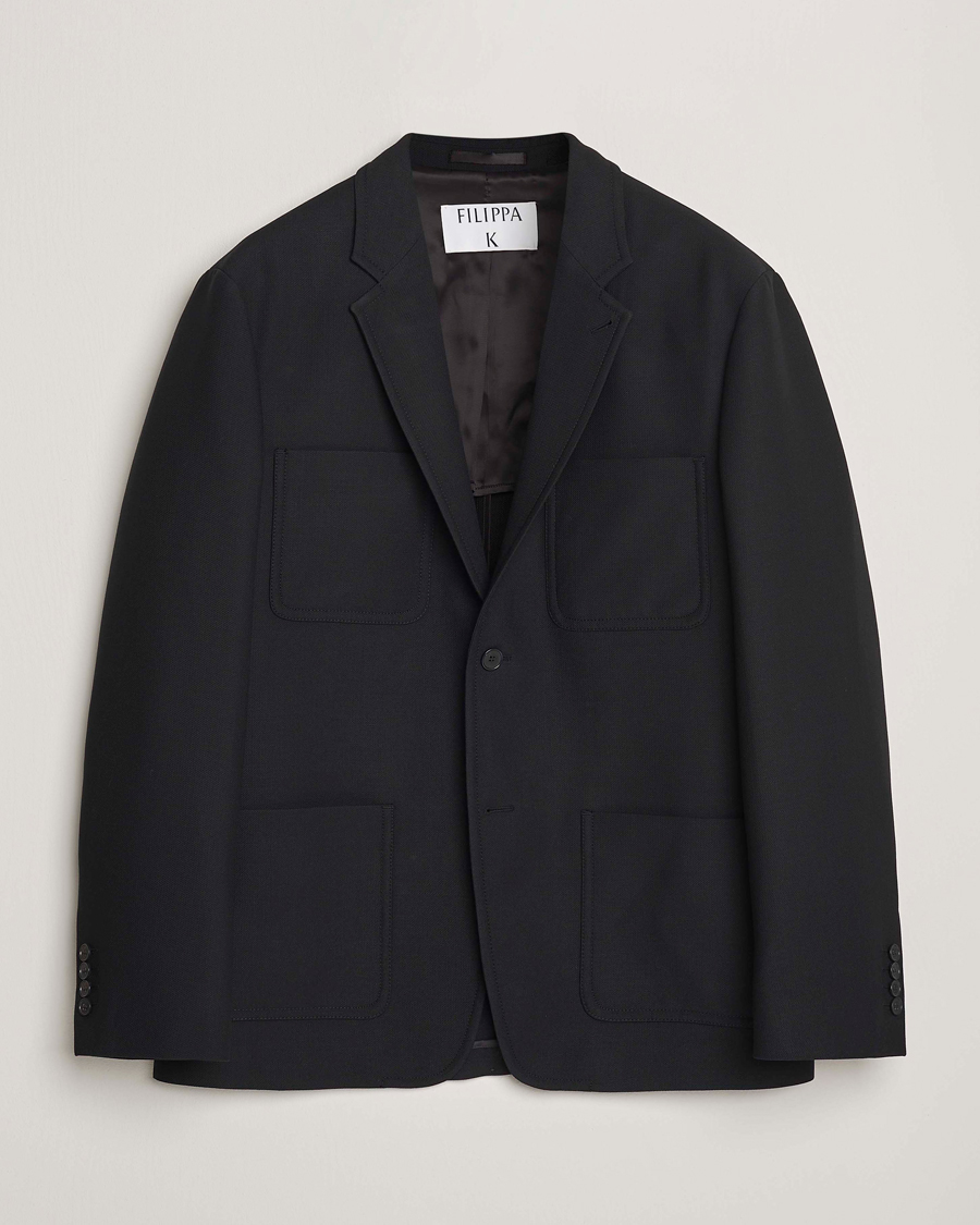 Men | Blazers | Filippa K | Riley Wool Workwear Blazer Black