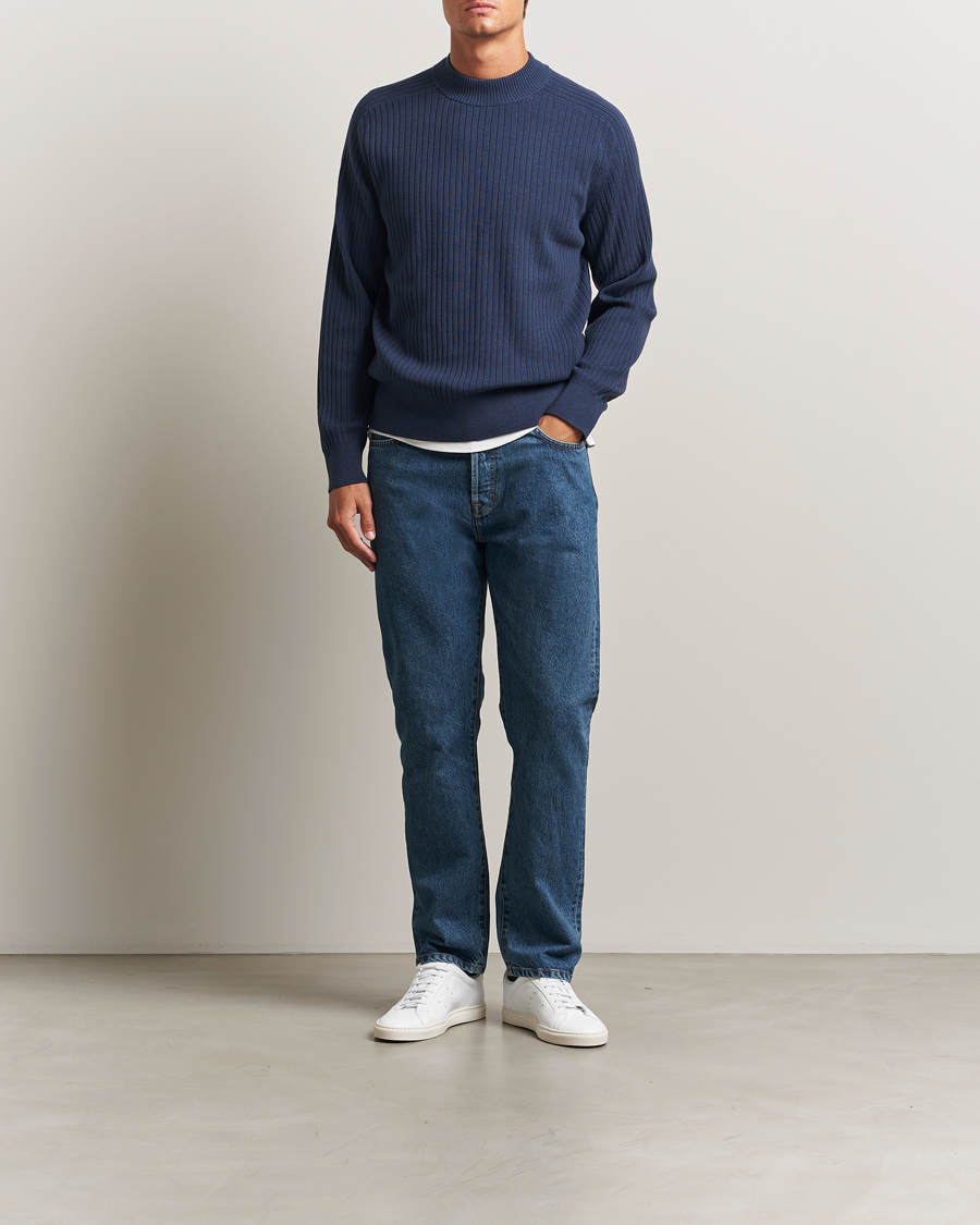 Men | Trousers | Filippa K | Tapered Cropped Jeans Washed Mid Blue