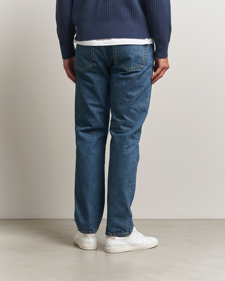 Men | Trousers | Filippa K | Tapered Cropped Jeans Washed Mid Blue