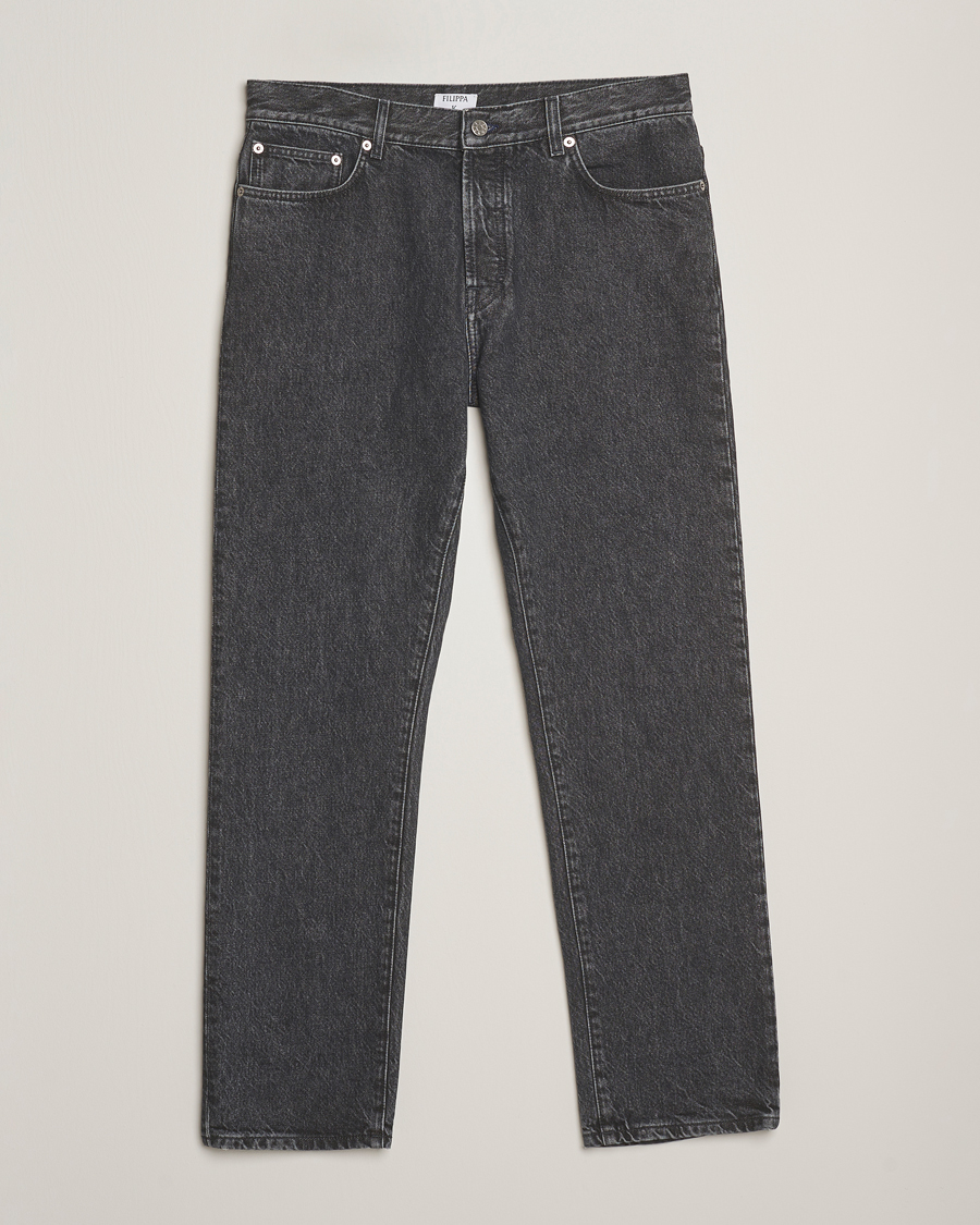 Men | Trousers | Filippa K | Tapered Cropped Jeans Washed Black