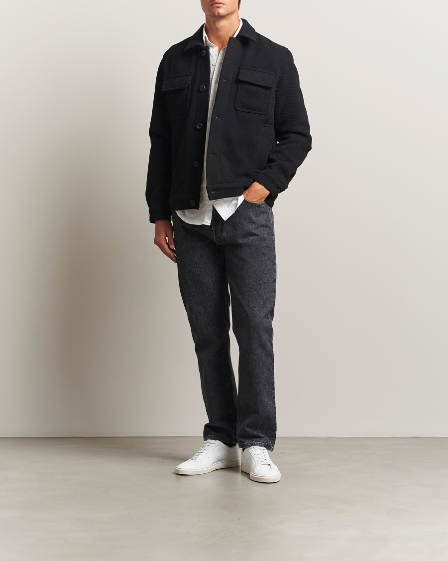Men | Trousers | Filippa K | Tapered Cropped Jeans Washed Black
