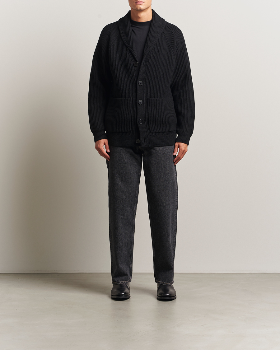 Men | Sweaters & Knitwear | Filippa K | Wool Shawl Collar Cardigan Black