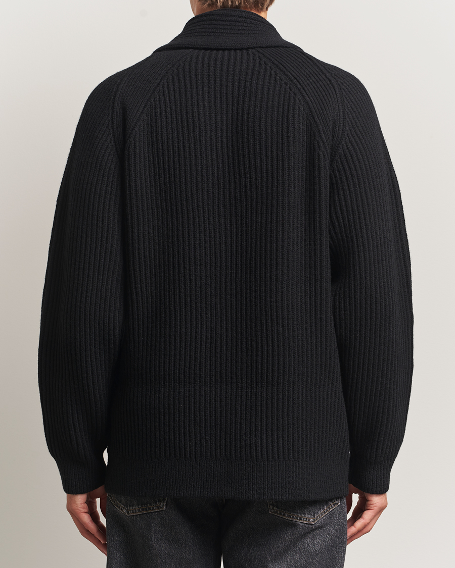 Men | Sweaters & Knitwear | Filippa K | Wool Shawl Collar Cardigan Black
