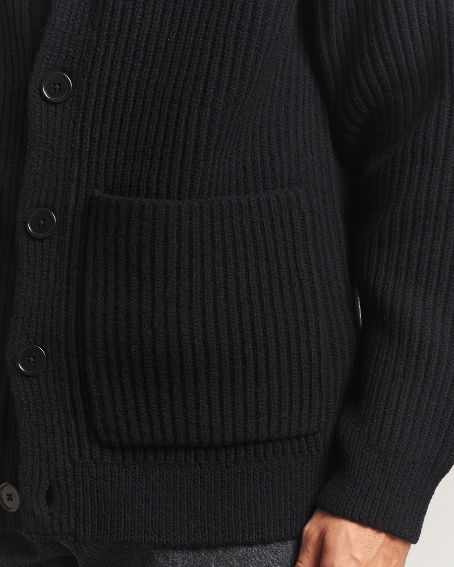 Men | Sweaters & Knitwear | Filippa K | Wool Shawl Collar Cardigan Black