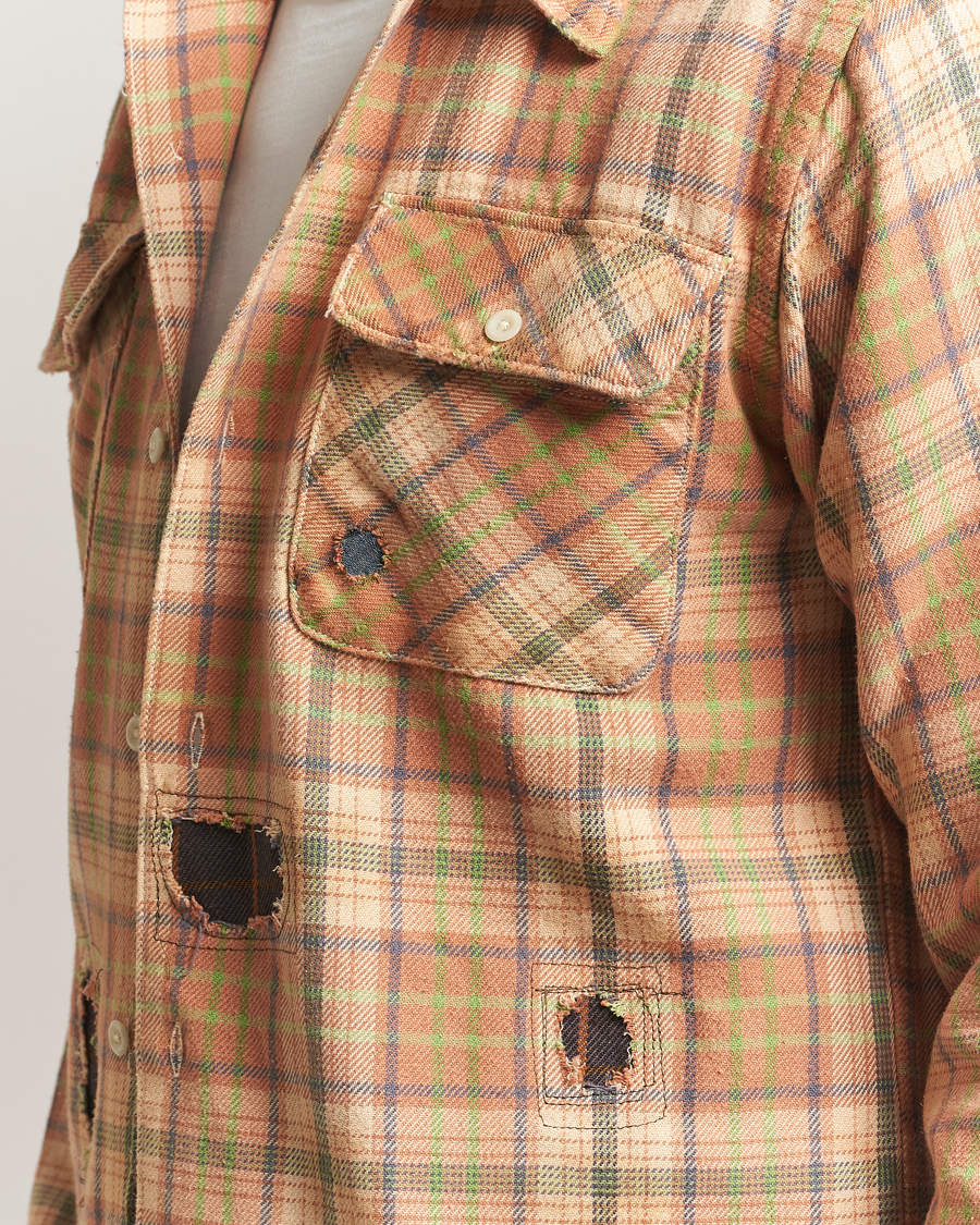 Men | Shirts | RRL | Carter Repaired Flannel Overshirt Orange/Tan