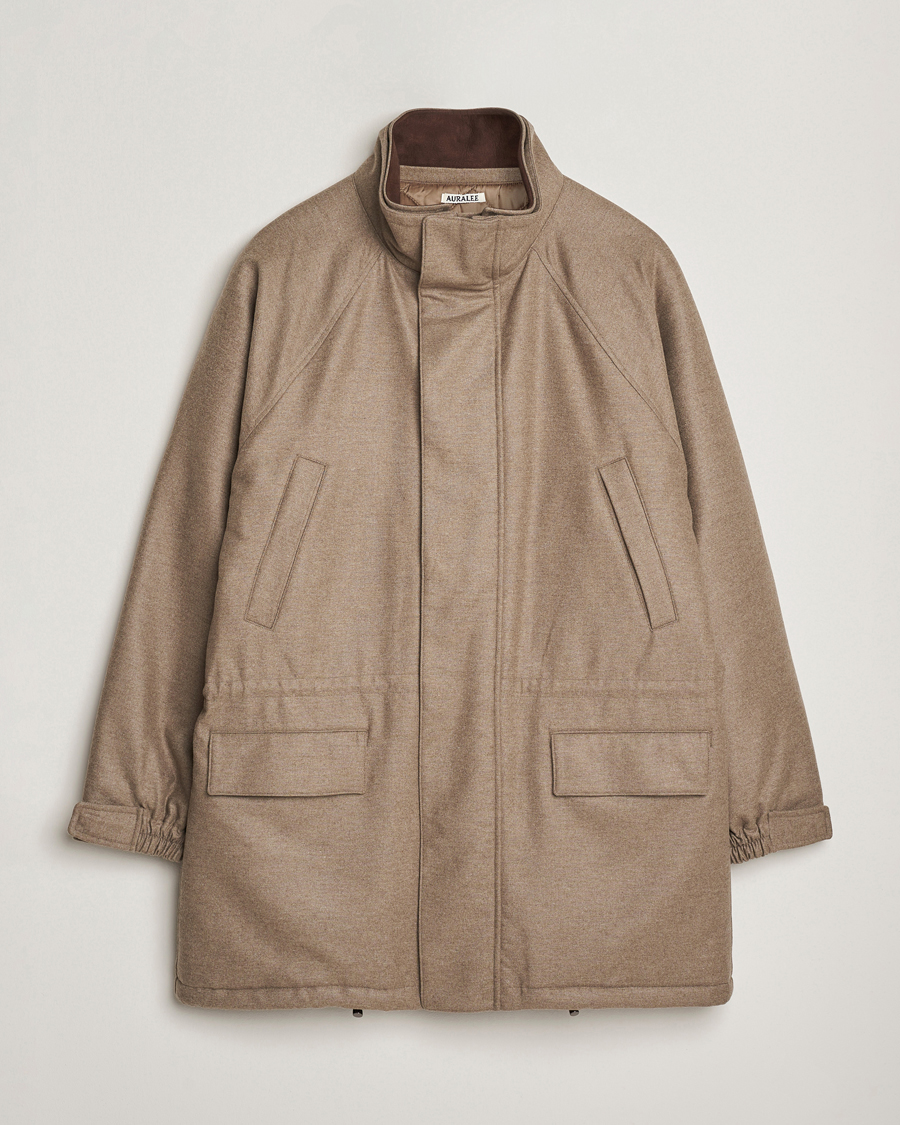 Men | Coats & Jackets | Auralee | Wool Flannel Down Coat Brown