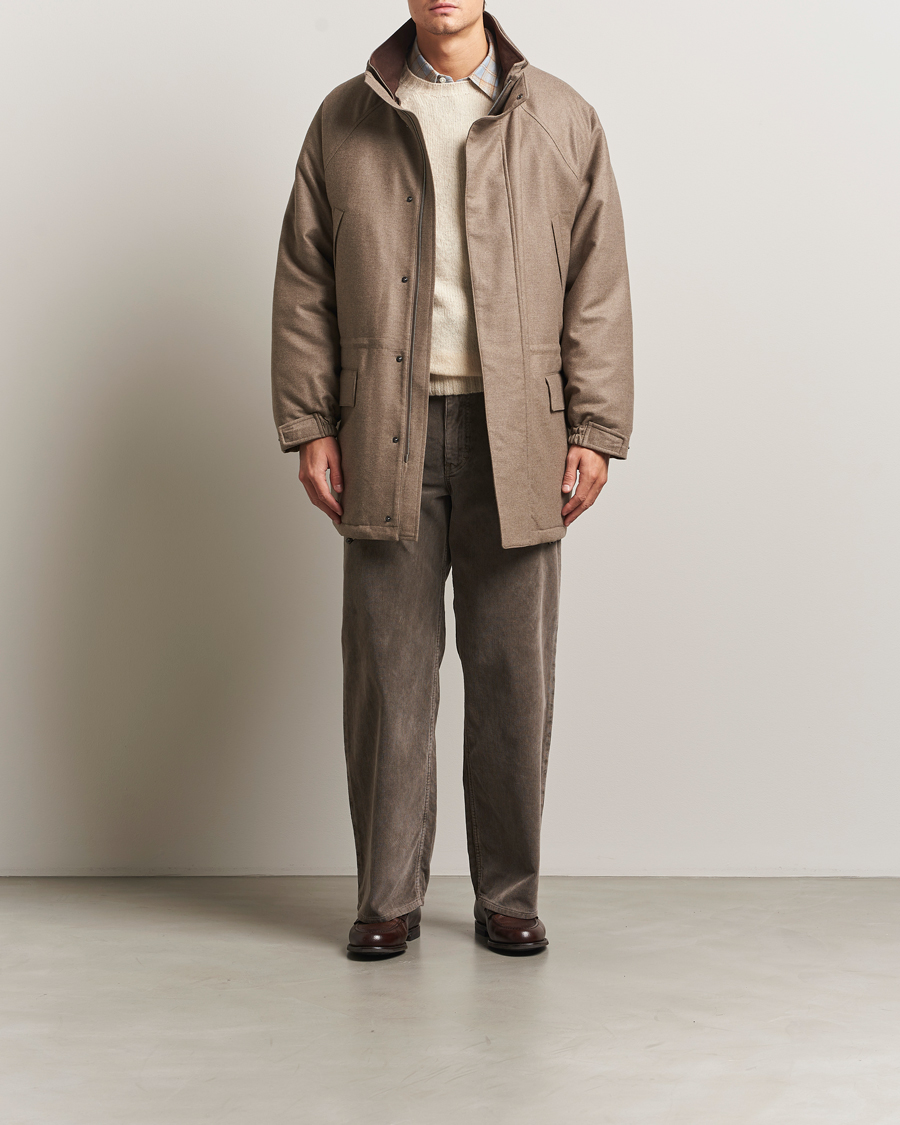Men | Coats & Jackets | Auralee | Wool Flannel Down Coat Brown