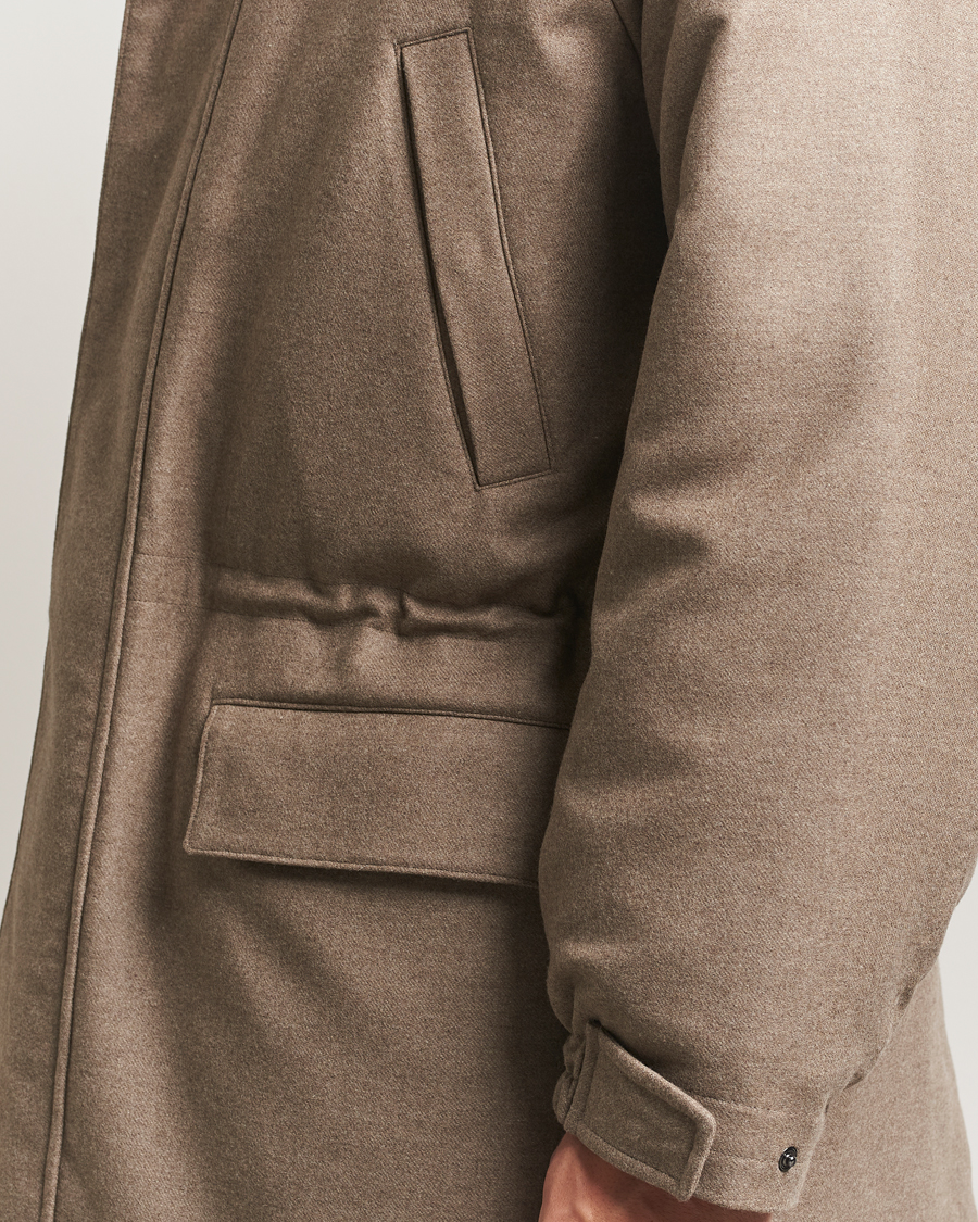 Men | Coats & Jackets | Auralee | Wool Flannel Down Coat Brown
