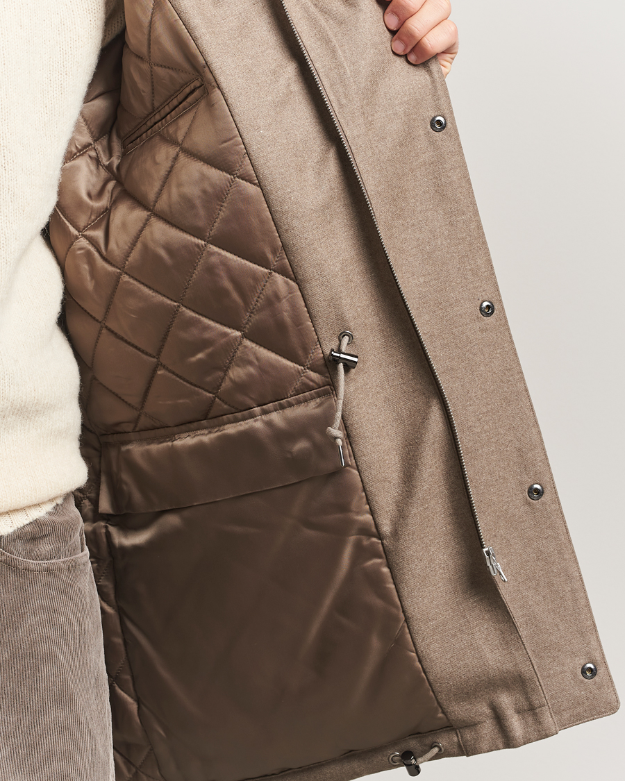 Men | Coats & Jackets | Auralee | Wool Flannel Down Coat Brown
