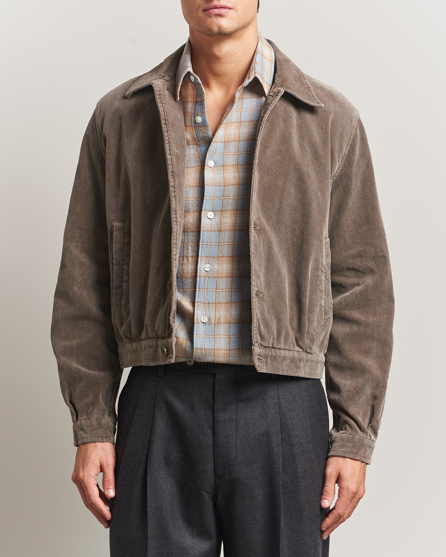 Men | Coats & Jackets | Auralee | Corduroy Bomber Jacket Olive