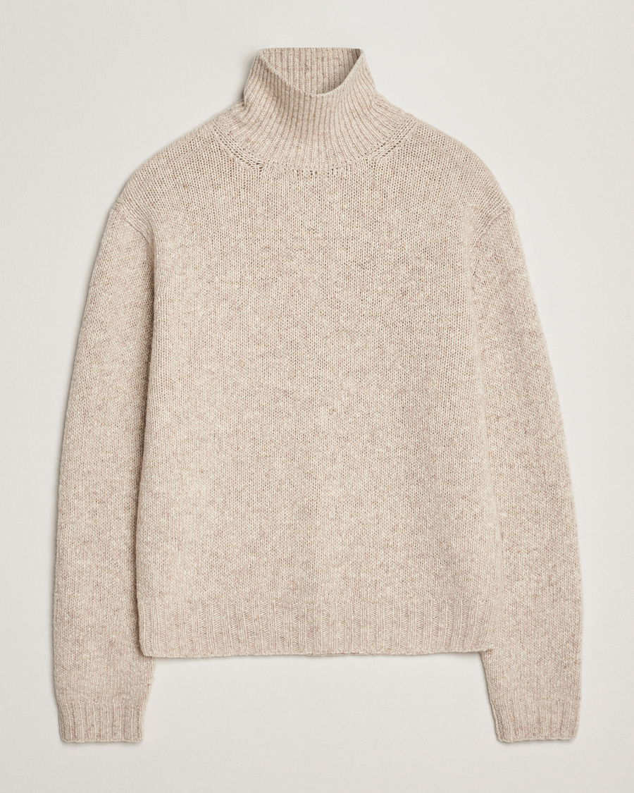 Men | Sweaters & Knitwear | Auralee | Cashmere Melange Rollneck Beige